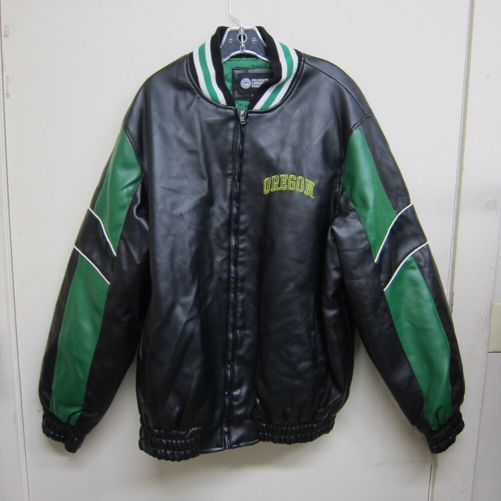 Oregon Ducks Men's Large GIII Apparel Green/Yellow Faux Leather Jacket